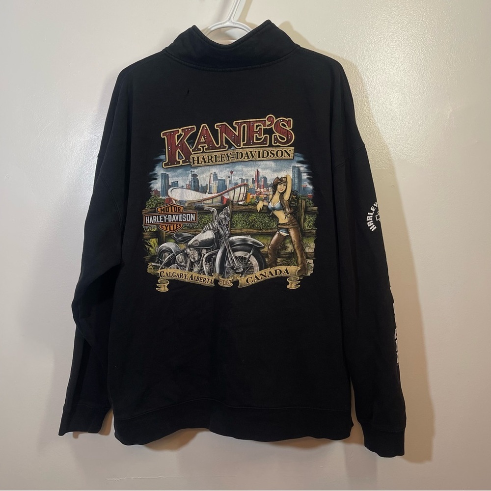 Kanes Harley-Davidson Calgary Alberta Zip Up Sweater Biker Y2K / Vintage - XXL